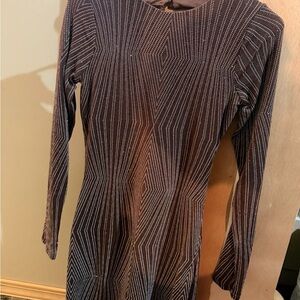 Trixxi Brown Geometric Long Sleeve Dress